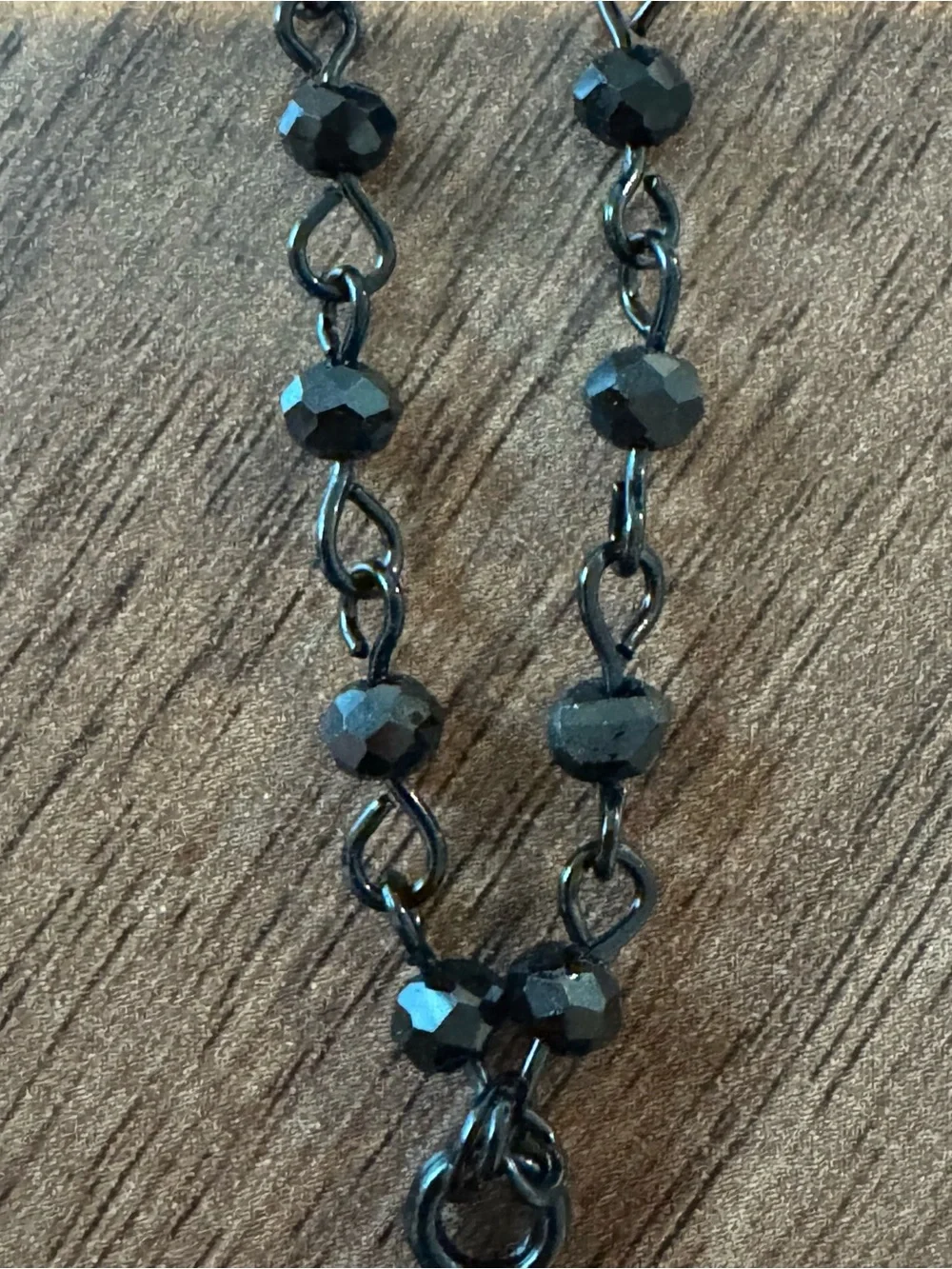 Hot Topic Black Beaded Cross Necklace